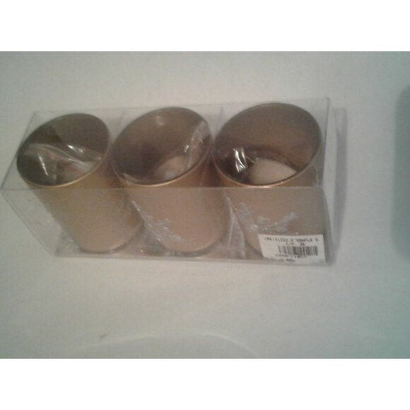 Candles Brown Glitter Snowflake Tea Light  2 1/2 " Tall 2" Top Gift Box Set of 3 - Picture 13 of 14